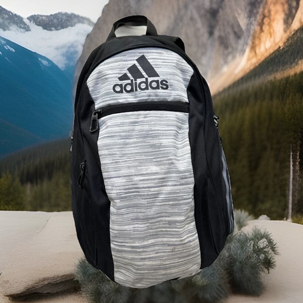 adidas backpack large Grey And Black Lots Of Pockets Hideaway Zippers {X}